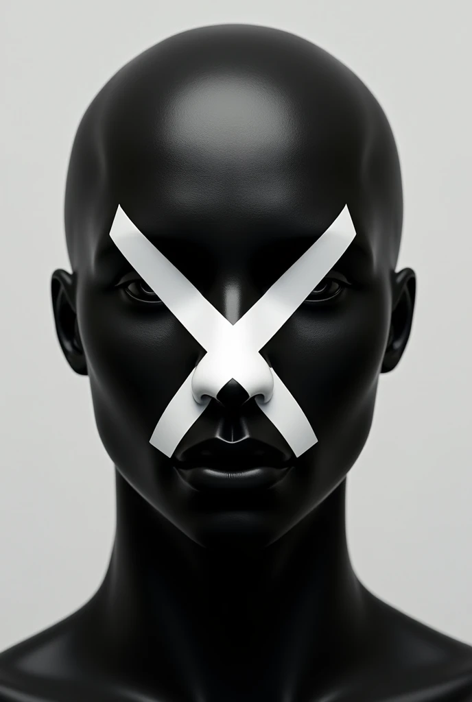 Black face mask with a white X pattern in the center