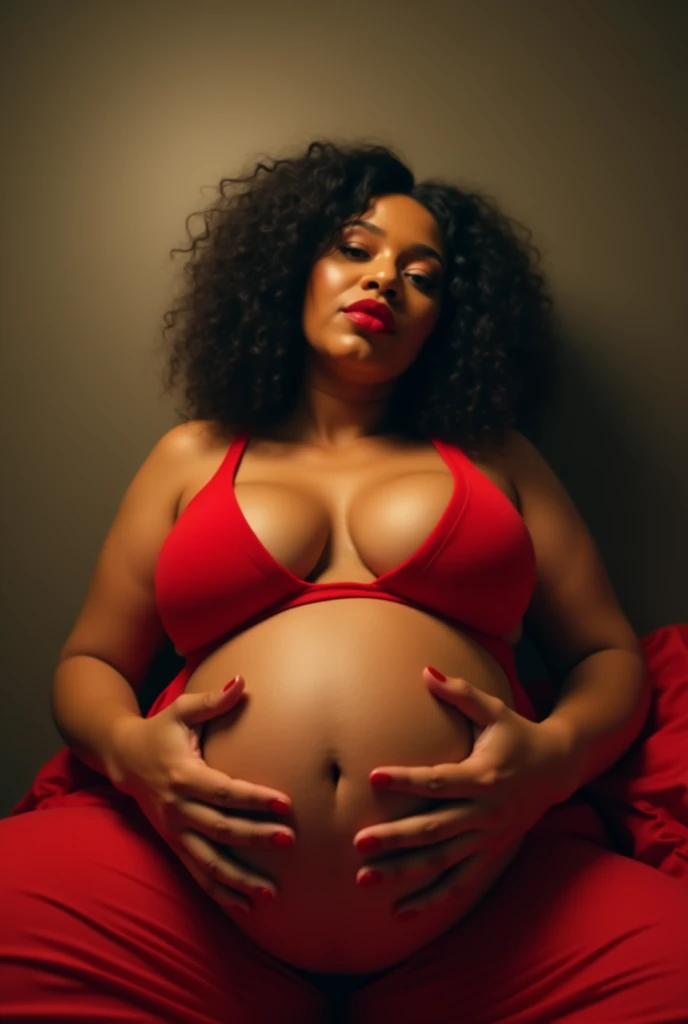 Your eye view POV when Cardi B&#39;s plus size body, who is very pregnant and has thick lips, wants to kiss you while she is alone in the room with her hands as if holding your camera., iphone camera style. 8k hd, realface, cinematic