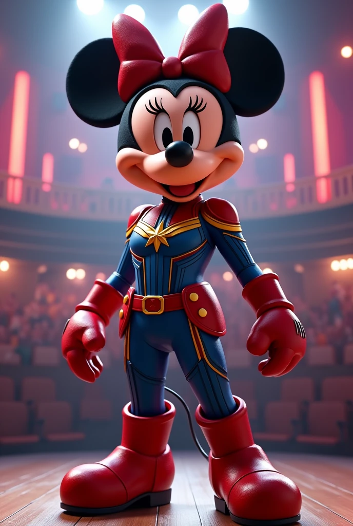 hình ảnh thực tế, Mickey Mouse Club movie, Minnie Mouse character, wearing captain marvel armor