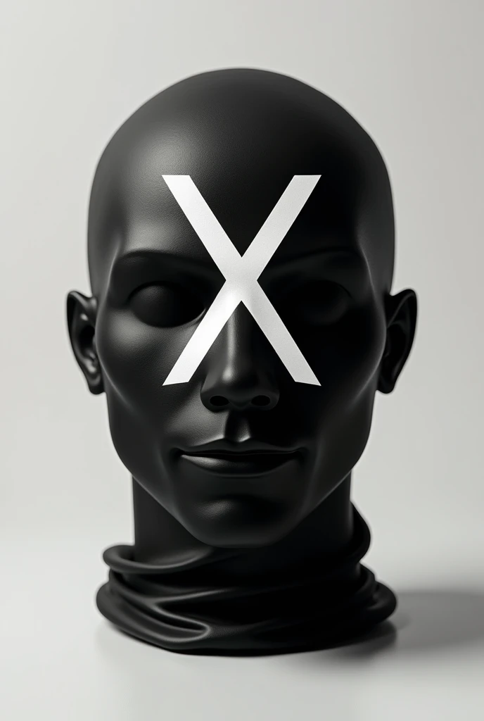 Black face mask with a white X pattern in the center