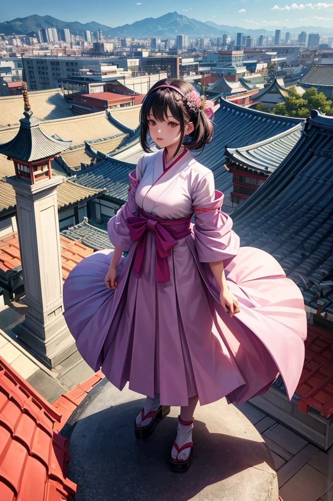 The Arafed Woman, Standing on the roof of a building overlooking the city, ulzzang, korean girl, portrait of a japanese teen, dressed in long, fluent clothes, 🤤 Portrait Of Girl, chiho, Yoshitomo Nara, portrait of jossi of blackpink, young asian girl, From 8 K matte, e-girl, e - girl
