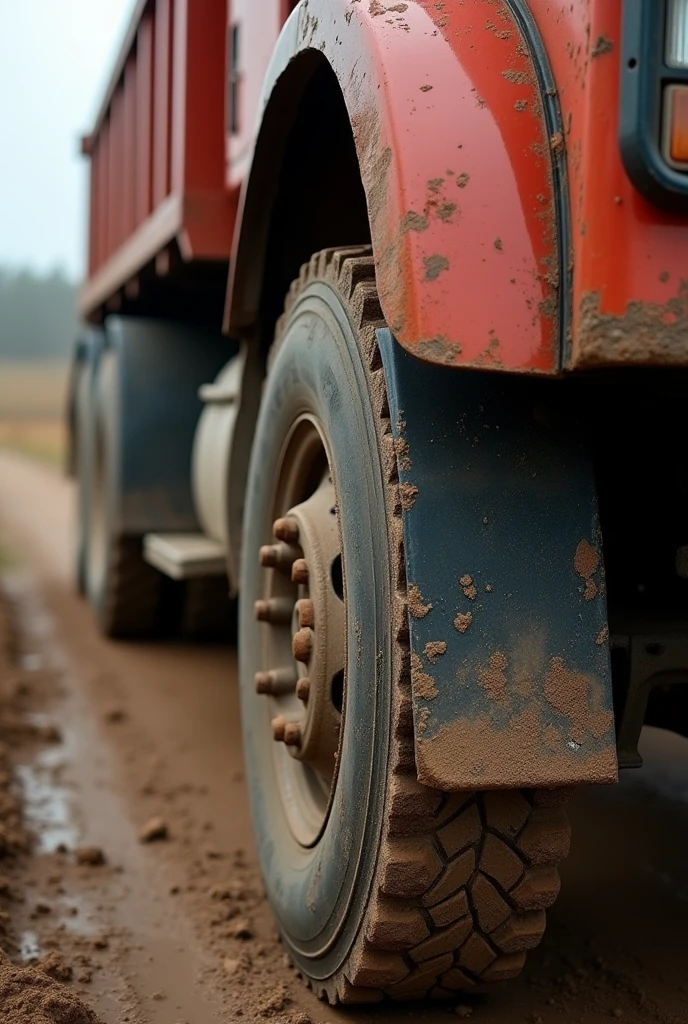 /flux closed up of mud flap of truck,