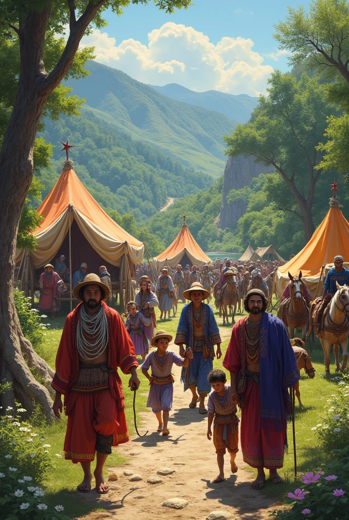Gypsies arriving at a place