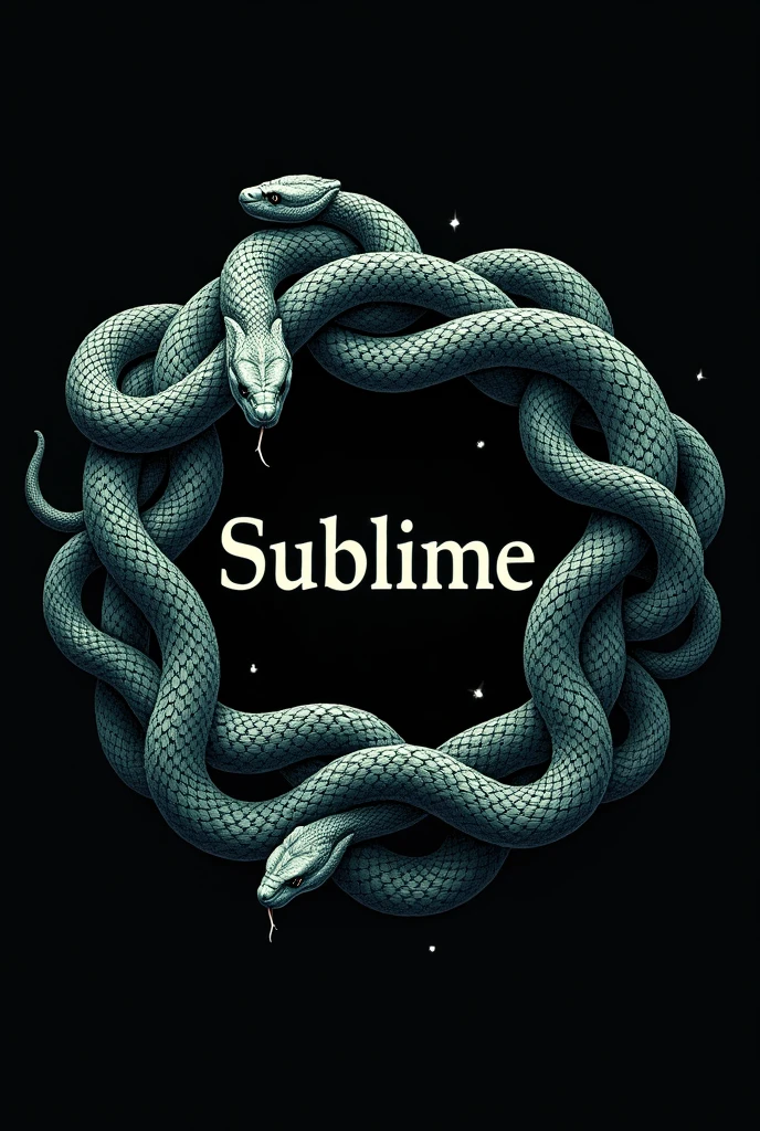 some snakes in a circle where they surround the name of my store which is called "sublime" The idea is that it is the logo of my store