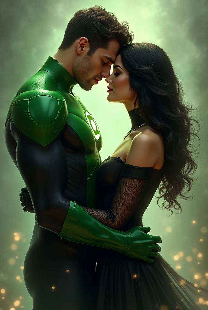 Make an image of the DC character Hal Jordan and Zatanna Zatara where they look like a loving couple