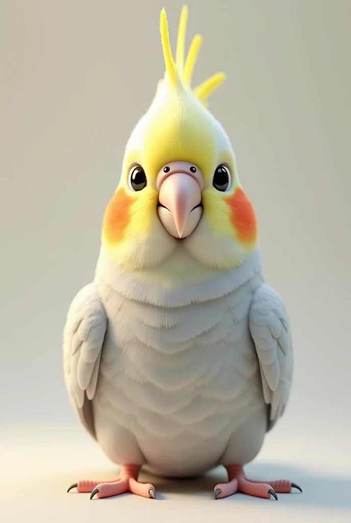 3d animation of a bird, of the cockatiel species Nymphicus hollandicus, with a neutral background in the image