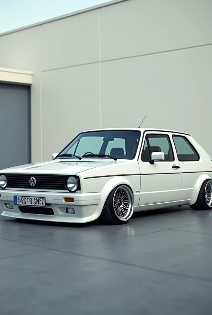 Create for me a white 1989 Gol GTS with lowered orbital wheels