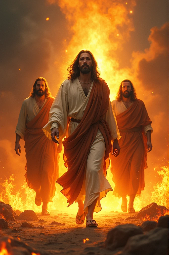 Jesus walking in fire with 3.mens