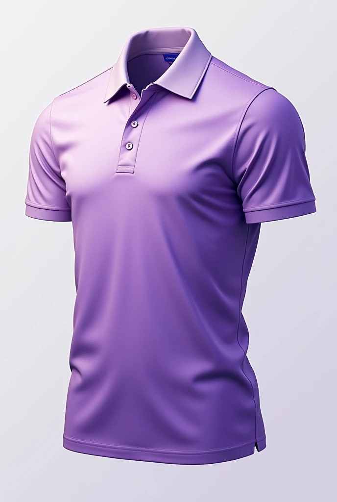 Lilac and purple polo shirt with classic short sleeves and white collar 


