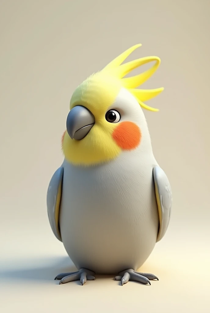 3d animation of a bird, of the cockatiel species Nymphicus hollandicus, with a neutral background in the image