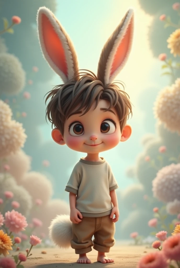 Create a boy with bunny ears and tail