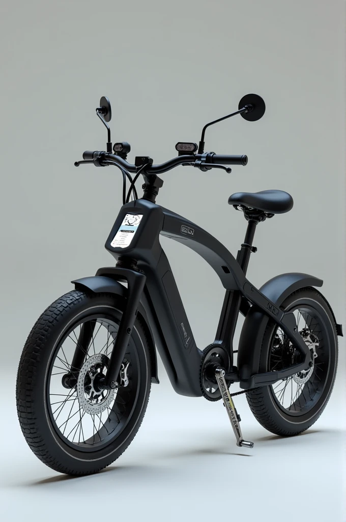 Carbon material electric bicycle with smart display, with solar panel on the front, multifunctional for all types of routes, adaptable for up to two people with the option of adding a second cushion in the back, with nothing in the middle of the bike so it can be folded in half and be portable 
