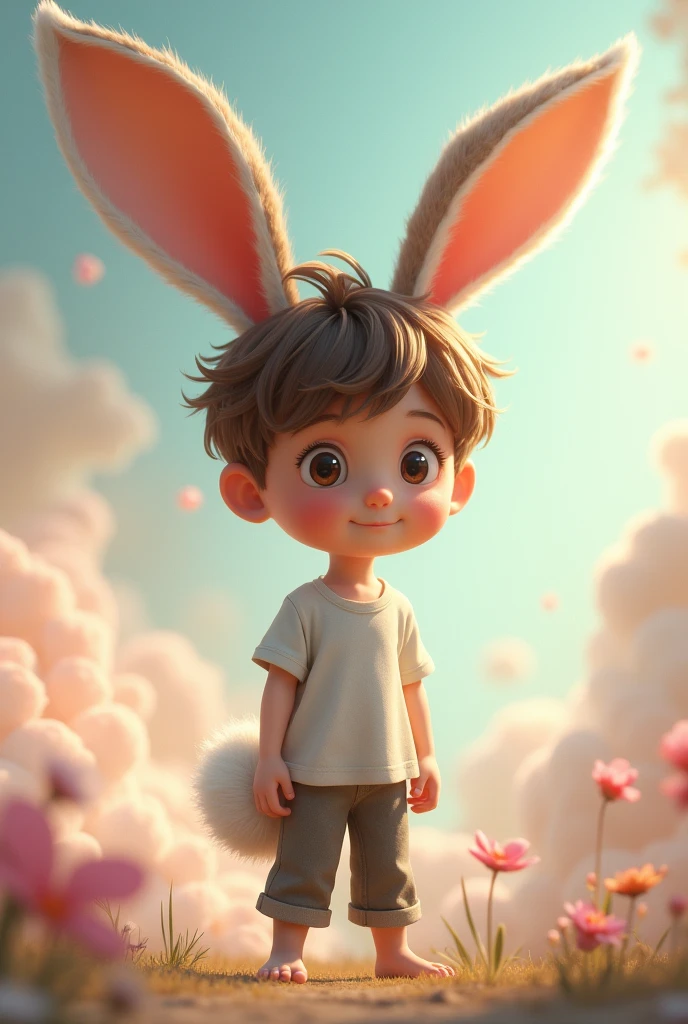 Create a  boy with bunny ears and tail