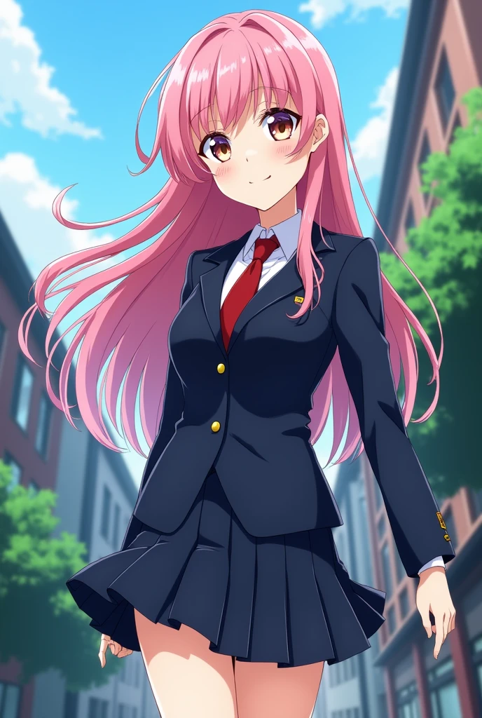 Screenshot of my hero academia, girl with the appearance of mitsuri kanroji with the UA uniform