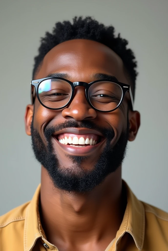 Black man with short hair wearing glasses smiling