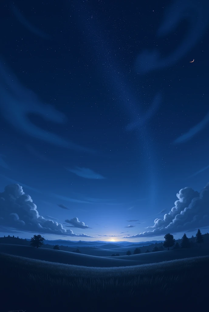 A simple landscape night view star bright
