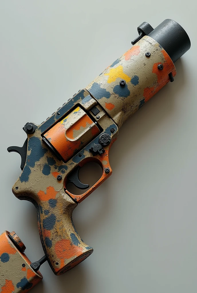 A weapon skin that simulates an improvised paint job, as something made with recycled or community-available materials.