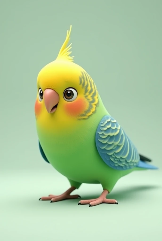 3d animation of a bird, of the parakeet species Melopsittacus undulatus, with a neutral background in the image