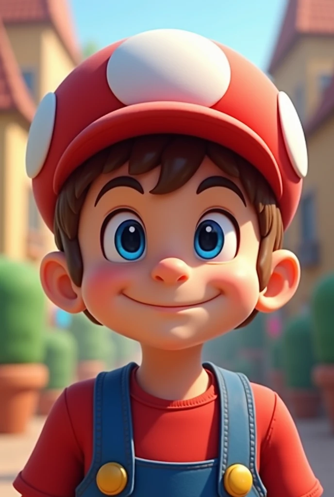 A boy with a Mario hat 