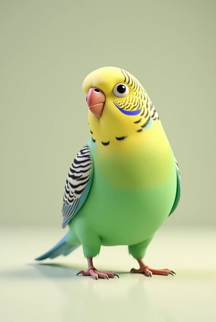 3d animation of a bird, of the parakeet species Melopsittacus undulatus, with a neutral background in the image