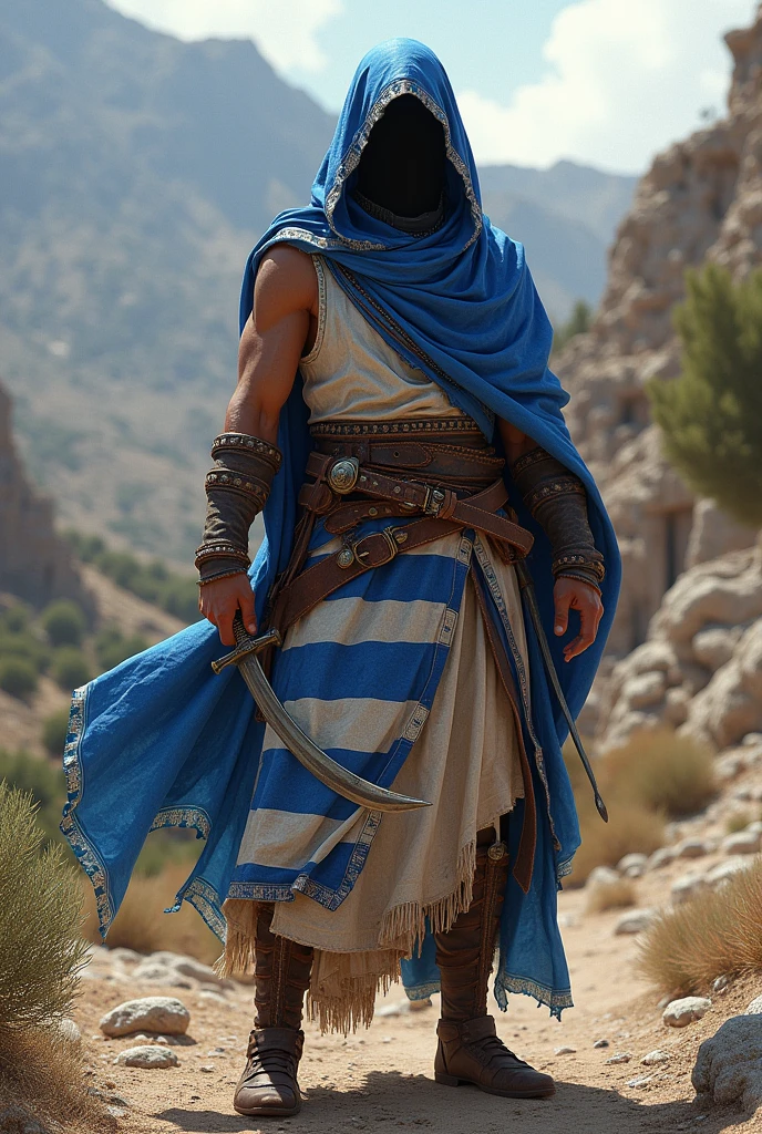 Create a bandit uniform inspired by the country of Greece 
