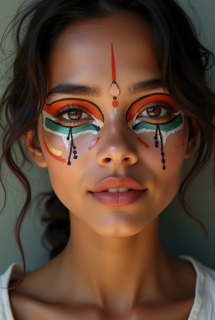 Woman with Tecun Uman makeup photo realistic