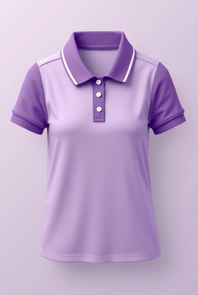 Lilac and purple polo shirt with classic short sleeves for girls, White neck




