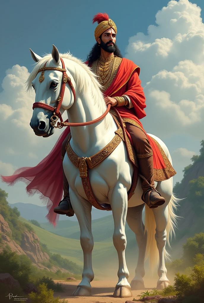 Chhatrapati Shivaji Maharaj on seating white horse