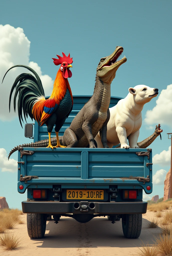 gallo, Crocodile, Donkey and polar bear on blue Hyundai Porter truck 