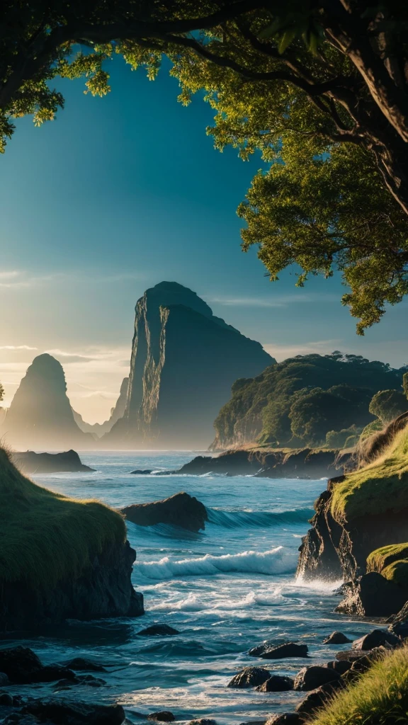Fantasy　landscape　nature　Light tones　Screen size portrait　morning　null　Ocean