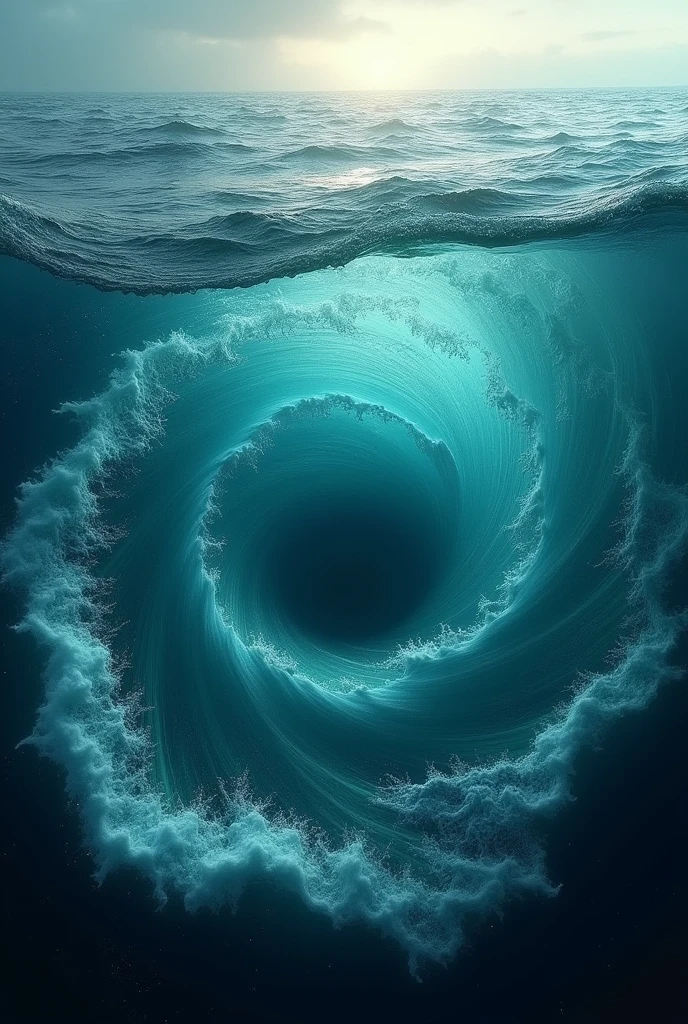 masterpiece、 Highest quality, Highest quality, Highly detailed、8k、 High resolution, Super whirlpool in the ocean、