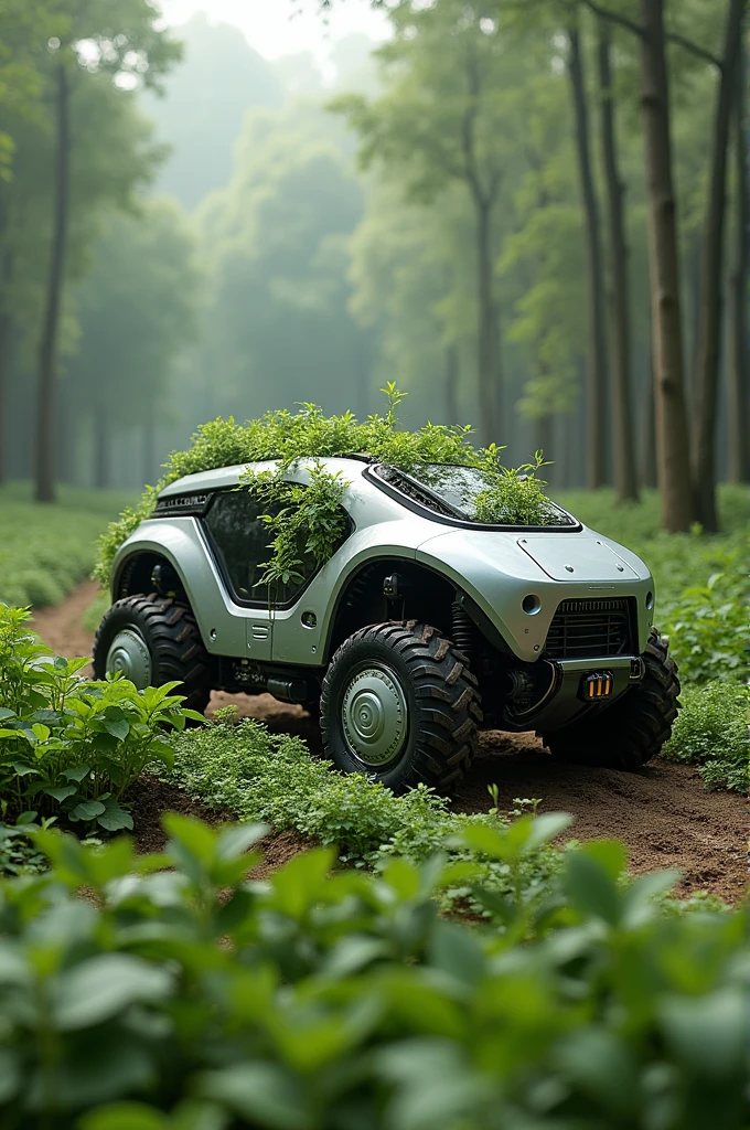 A robotic car that can harvest and grow plants at the same time.
