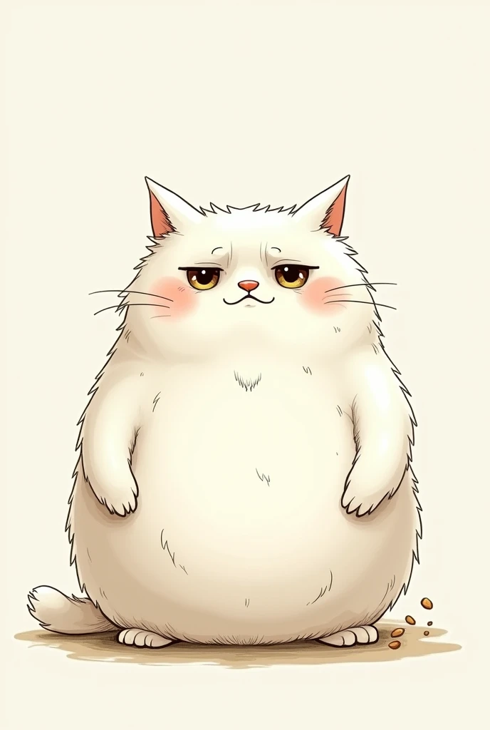 Cat in illustration、Hungry、I&#39;m a little overweight、Droopy eyes、White hair、Think of food