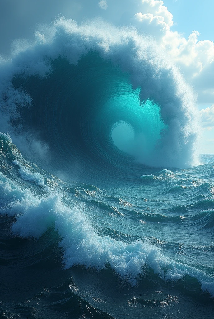 masterpiece、 Highest quality, Highest quality, Highly detailed、8k、 High resolution, Great whirlpool on the ocean surface、