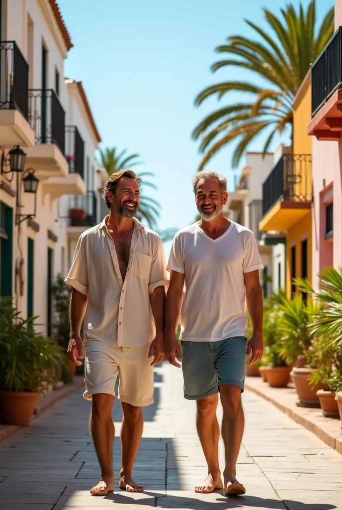 A 2 man from the Canary Islands walking down a street in the Canary Islands 