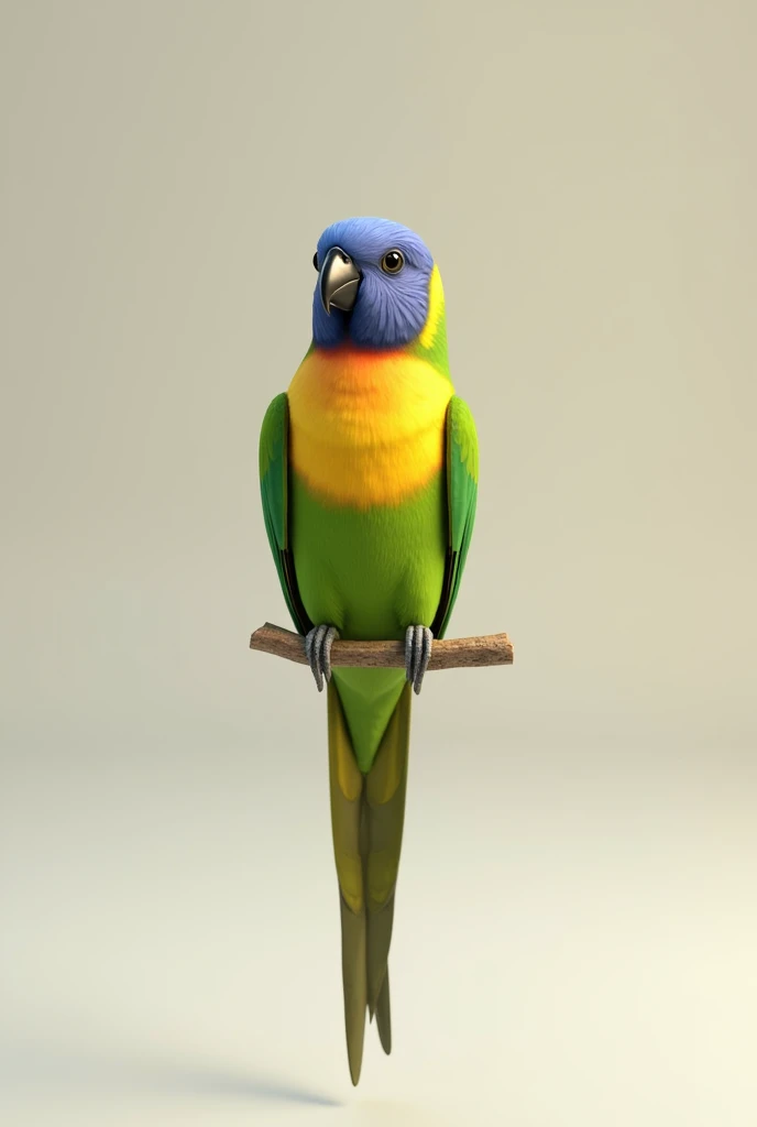 3d animation of a bird, of the species Plum-headed Parakeet Psittacula cyanocephala, with a neutral background in the image
