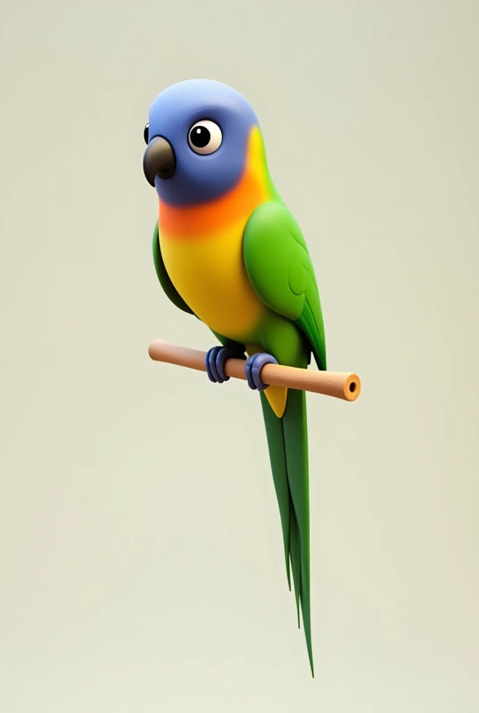 3d animation of a bird, of the species Plum-headed Parakeet Psittacula cyanocephala, with a neutral background in the image