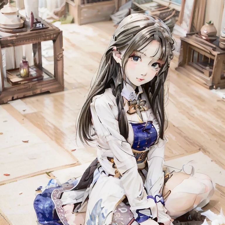 detailed face, cute face, ((masterpiece)), (Highest quality))), (Character design sheet, National costume, same characters, front, ~ side, return), figure, 1 girl, whole body, Silver Hair, eyes hair, Beautiful Eyes, Princess Cut, Environmental change scene, Short skirt, Shyness, woman, girl, Are standing, Gothic Lolita, VTuber, Chartern Betarola, (simple returnground, white returnground: 1.3) ( masterpiece:1.2), (Highest quality:1.3)