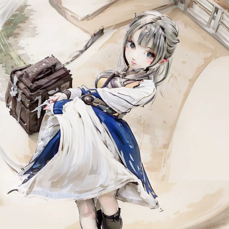detailed face, cute face, ((masterpiece)), (Highest quality))), (Character design sheet, National costume, same characters, front, ~ side, return), figure, 1 girl, whole body, Silver Hair, eyes hair, Beautiful Eyes, Princess Cut, Environmental change scene, Short skirt, Shyness, woman, girl, Are standing, Gothic ta, VTuber, Chartern Betarola, (simple returnground, white returnground: 1.3) ( masterpiece:1.2), (Highest quality:1.3)