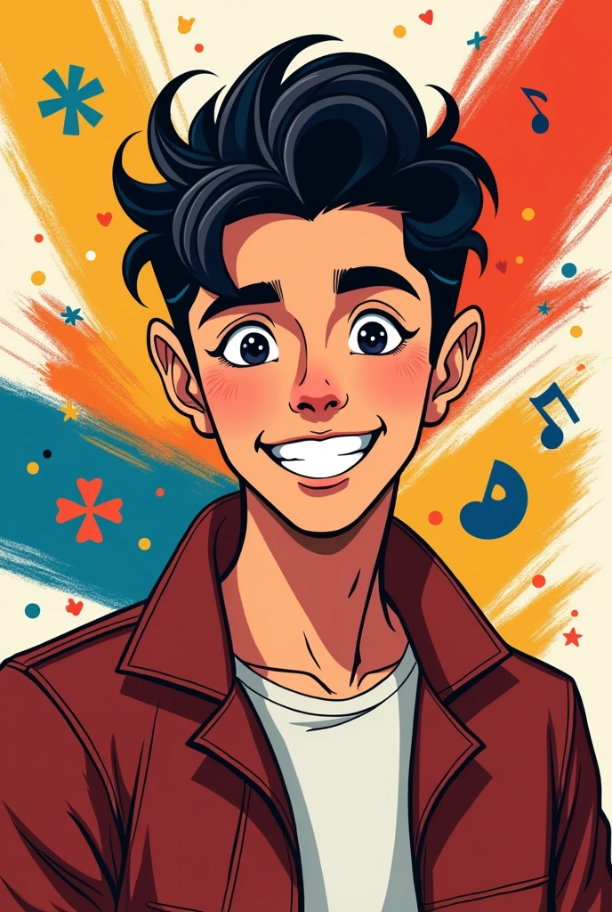 Create an anime-type cartoon of the singer Sebastian Yatra
