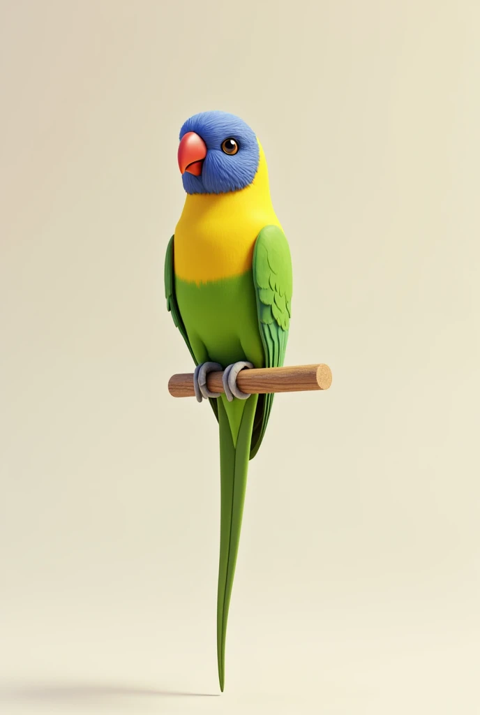 3d animation of a bird, of the species Plum-headed Parakeet Psittacula cyanocephala, with a neutral background in the image