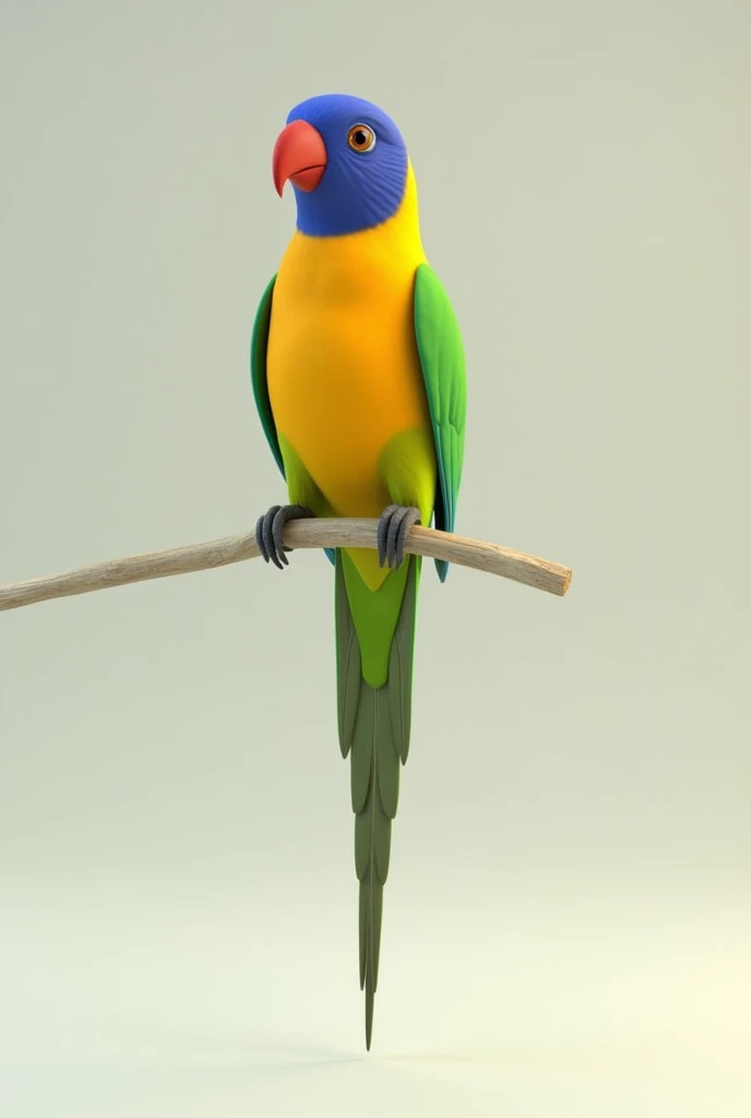 3d animation of a bird, of the species Plum-headed Parakeet Psittacula cyanocephala, with a neutral background in the image