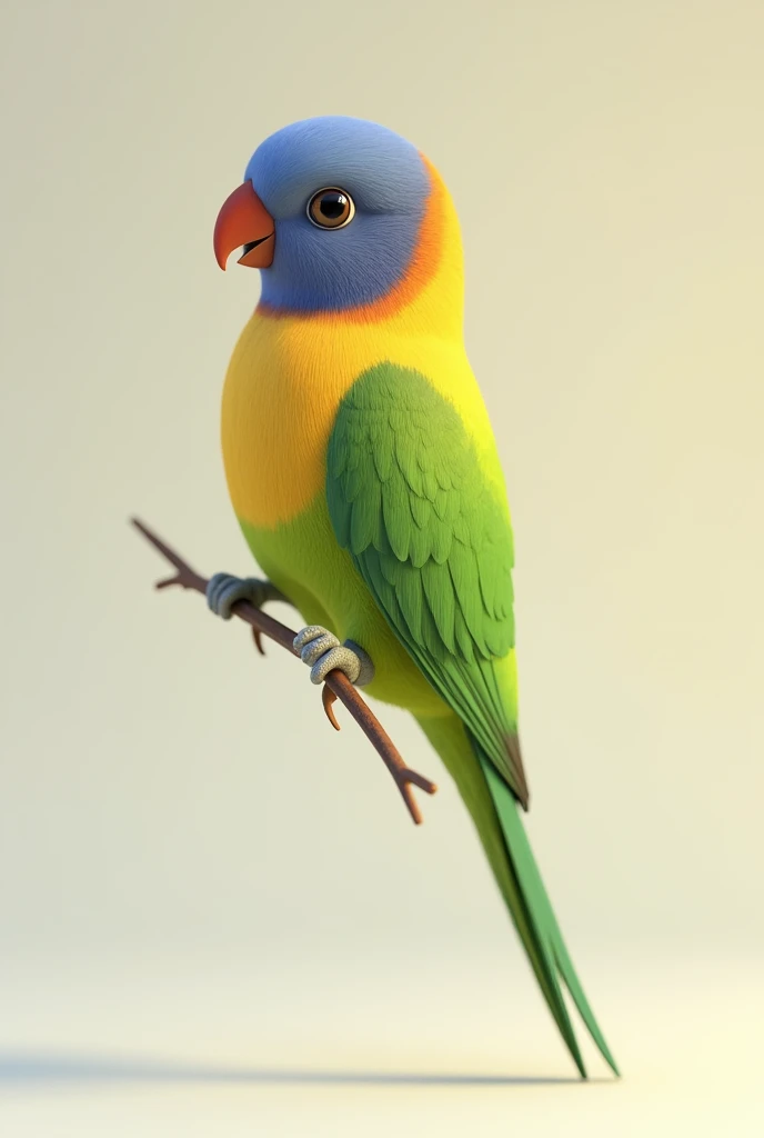 3d animation of a bird, of the species Plum-headed Parakeet Psittacula cyanocephala, with a neutral background in the image
