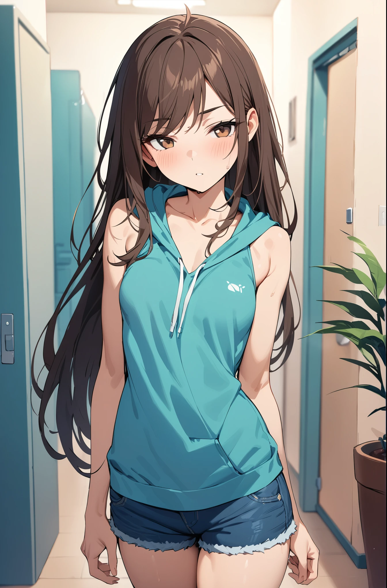 1 girl, Mizuhara Chizuru, in the bedroom, At night,highest quality, be familiar with 、young, medium breast, school swimsuit,