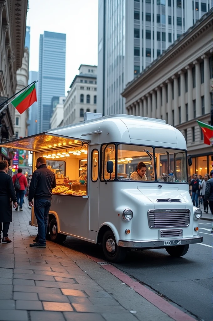 Can you bring me a white mobile food truck?