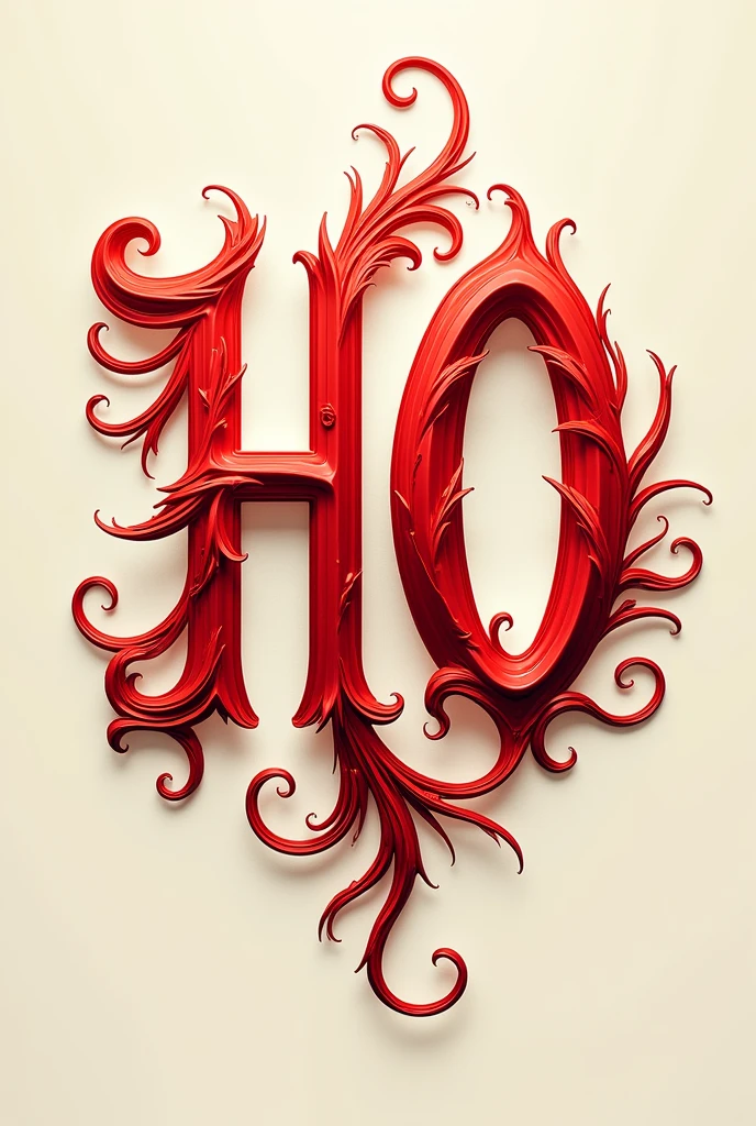 create a logo with the letters ho, red color that the letters are combined and it is very exotic