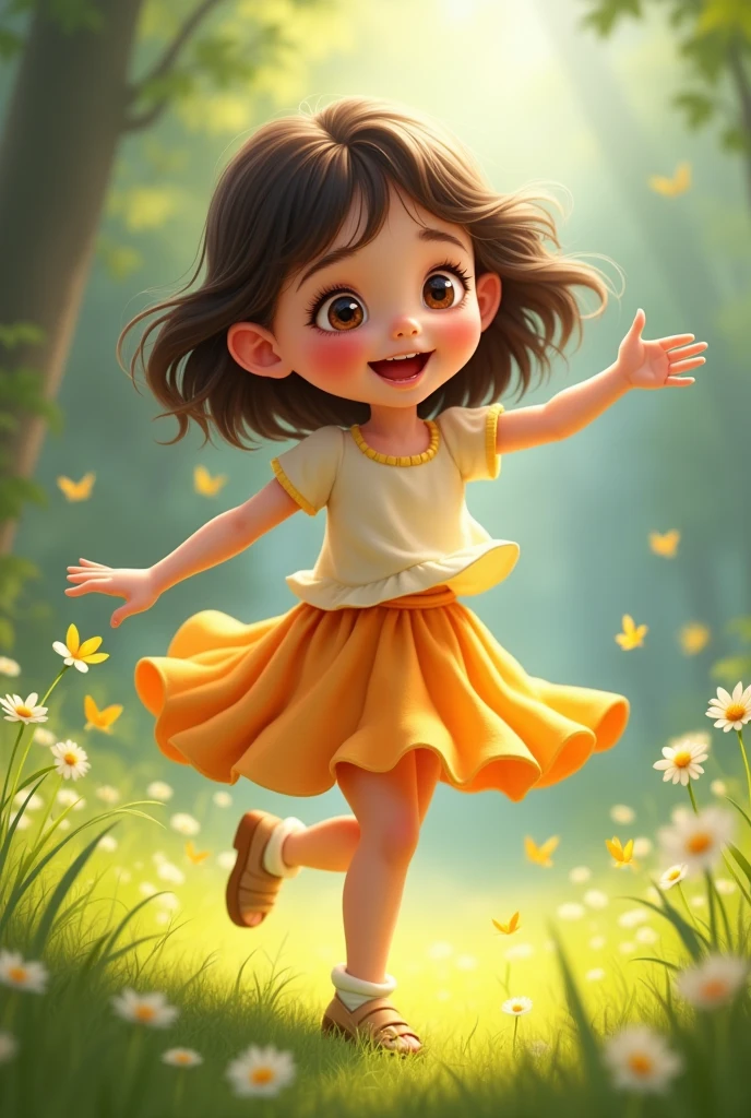 Girl of 4 prancing in a short skirt