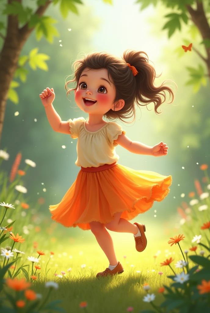 Girl of 4 prancing in a short skirt
