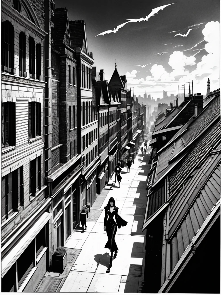 (masterpiece,best quality, detailed), 1boy, male focus, looking at viewer, upper body, outdoors, street,
l lawliet, formal, black suit, necktie, manga style, Black and white colors --auto