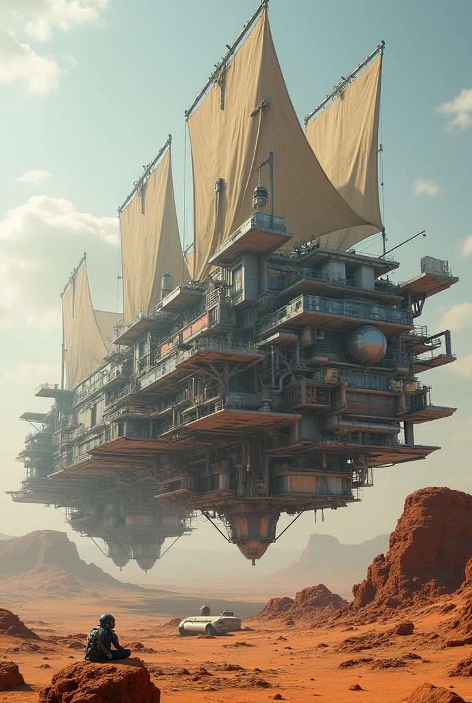 Mobile city made of metal and canvas